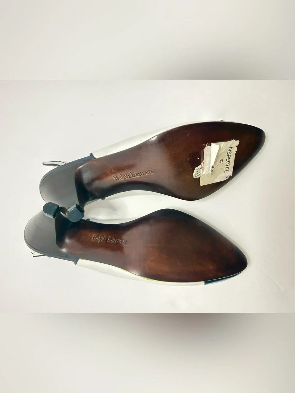 Ralph Lauren Vintage Made in Italy Leather Slingback Cap Toe Heels 7.5B